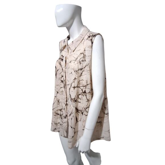Madison Grey XXL Women's Sleeveless Marbled Boho Button Up Textured Casual Tank - Picture 2 of 9